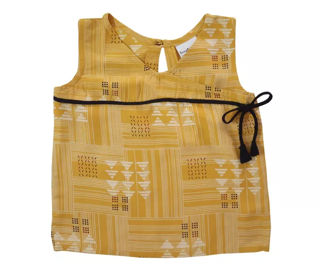 Yellow Sleeveless Top With Triangle Prints
