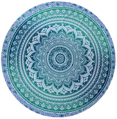 Cotton Wall Poster Beach Throw 'Purple Lotus': Bohemian Wall Hanging Round Tapestry (20064E)
