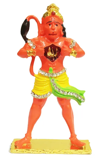 Metal Idol Lord Hanuman: Ramayana Depiction of Lord Ram Forever in Hanumanji's Heart (12134)