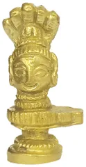 Rare Miniature Brass Siva Mukhalingam: Unique Collectible Gold Finish Statue (12144)