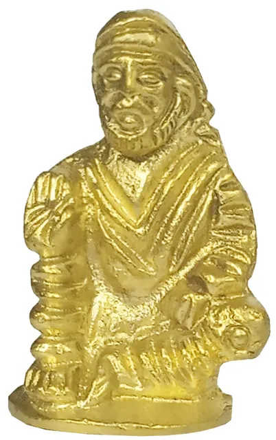Rare Miniature Brass Shirdi Sainath Sai Baba: Unique Collectible Gold Finish Statue (12149)