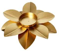 Brass Tlight holder 'Lotus': Festival Oil Lamp Deepam Diya Holder Decor Gift (12228)