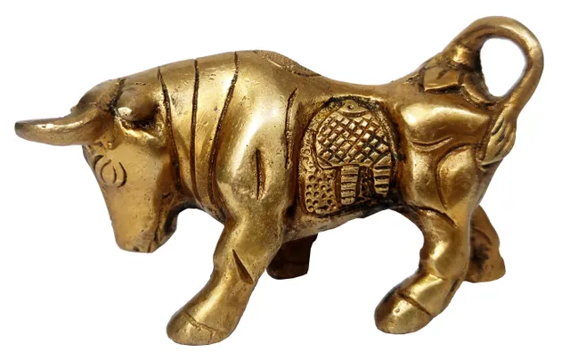 Brass Bull Bison Statuette: Collectible Art Showpiece (12242)