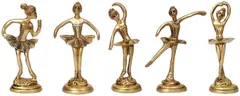 Brass Statues Ballet Dancing Girl: Ballerina Set In 5 Poses (12264)