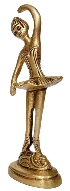Brass Statue Ballet Dancing Girl: Ballerina In Dance Pose (12264C)