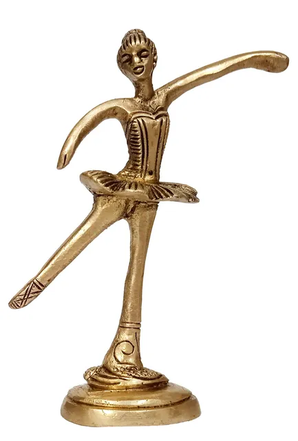 Brass Statue Ballet Dancing Girl: Ballerina In Dance Pose (12264D)