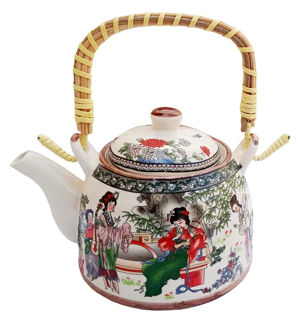 Ceramic Kettle 'Garden Music': 500 ml Tea Coffee Pot, Steel Strainer Included (12309)