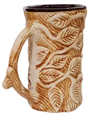 Ceramic Mug: Antique Tree Design Tall Cup For Beer, Tea Or Coffee (10055A)