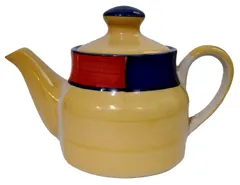 Ceramic Kettle In Rustic Studio Pottery: Artisan Handmade Glazed Tea Coffee Pot, Yellow, 300 ml (12317)