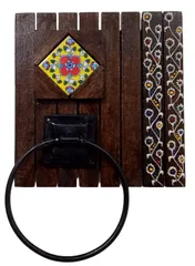 Wooden Towel Napkin Hanger: Decorative Wall Hanging (12331)