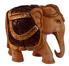 Wooden Elephant Statue: Handmade Collectible Figurine (12343A)