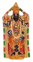 Metal Wall Hanging Idol Tirpuathi Balaji: Meenakari Painting Collectible Statue For Home Temple (12360)