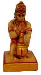 Resin Idol Bhakt Hanuman: Stone Finish Statue For Home Temple Or Car Dashboard (12372)