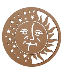 Wooden Laser Cut Wall Hanging: Sun Moon Stars, Unfinished (12389)