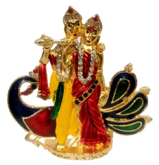 Metal Idol Radha Krishna Peacock: Divine Dance Raas Leela (12135A)