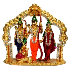 Metal Idol Ram Family Darbar: Rama, Sita, Laxman, Hanuman Statues (12390)