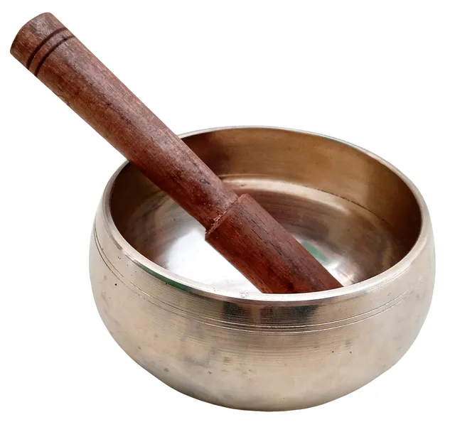 Bell Metal Singing Bowl: Dhyana Musical Instrument For Meditation, 3.5 Inches, Gold (12397)