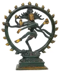 Brass Idol Nataraja Shiva in Cosmic Dance: Antique Finish Collectible Statue (TMP053)