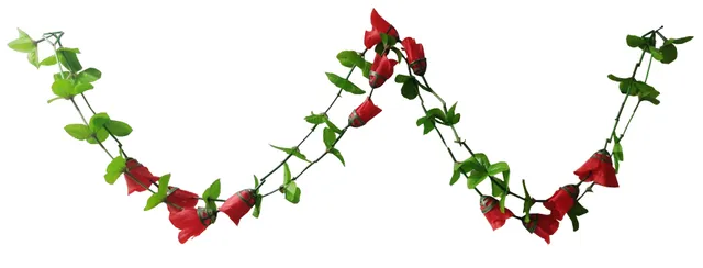 Artificial Flowers Garland Set Of 2 'Rose Twig': Replica Flowers Wall Door Hanging For Festive Decoration (12429)