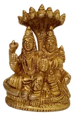 Brass Idol Vishnu-Lakshmi (Laxminarayana): Collectible Statue For Home Temple (12435)