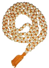 Wooden Prayer Beads String Ram Mala: Siddha Japa Garland Necklace, 108+1 Hare Rama Beads, Unisex (12457B)