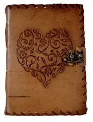 Leather Journal 'Beating Heart': Vintage Design Diary Notebook (15178A)