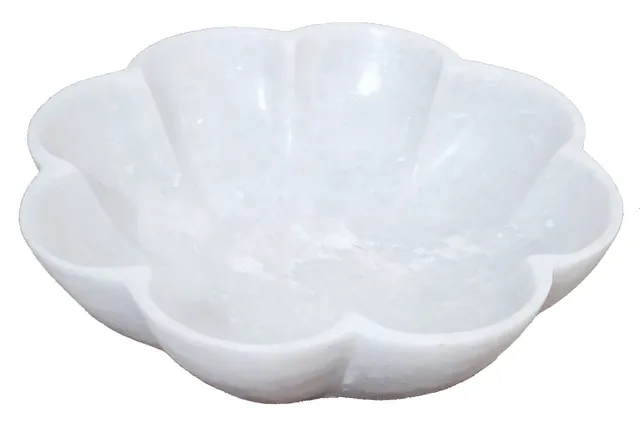 Marble Bowl 'Blooming Flower': Fill With Water or Flower Petals Or Use As Small Serving Platter (12470B)