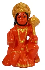 Resin Idol Bhakt Hanuman: Red Statue For Home Temple Or Car Dashboard(12476)
