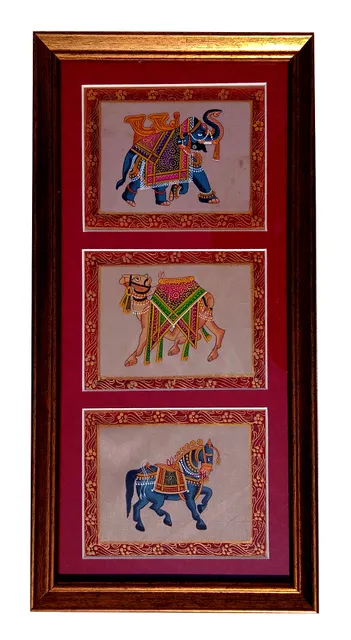Silk Cloth Painting Royal Display: Indian Rajasthani Intricate Artwork Framed Wall Hanging; Collectible Miniature Art (12479B)