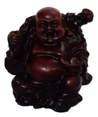 Resin Idol Laughing Buddha: Black Granite Finish Statue (12489C)