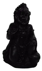 Resin Idol Blessing Hanuman: Black Granite Finish Statue (12489E)