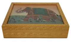 Wooden Gemstone Painting Box "Elephant": Collectible Souvenir Gift, 5*6 Inch (12522F)