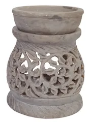 Stone Aroma Oil Burner T-Light Holder: Jaali Work Lattice Design (10595)