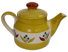 Ceramic Kettle In Rustic Studio Pottery: Artisan Handmade Glazed Tea Coffee Pot, Yellow, 300ml (12541)