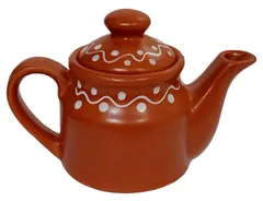 Ceramic Kettle In Rustic Studio Pottery: Artisan Handmade Glazed Tea Coffee Pot, Brown, 300 ml (12542)