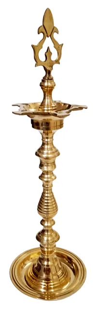 Brass Kuthu Vilakku Prabai Oil Lamp Diya: Traditional Design Deepam, 18 inches (12578)