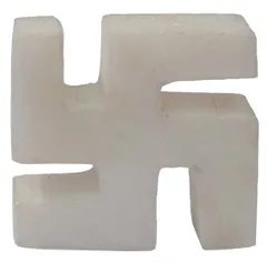 Marble Idol Sathiya or Swastika: Small Statue For Home Temple, 2 Inch (12591B)