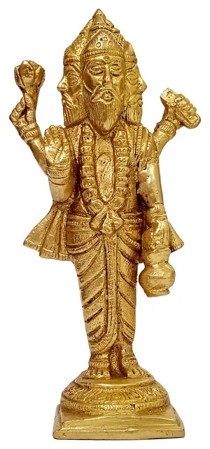Brass Idol Brahma (Thai Phra Phrom), Creator of Universe: Hindu God With Four Heads, Rare Collectible Statue (12045A)