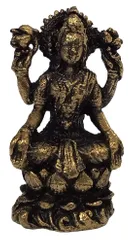 Metal Idol Lakshmi (Laxmi): Rare Collectible Small-But-Heavy Statue, Golden, 2 Inch (12599A)
