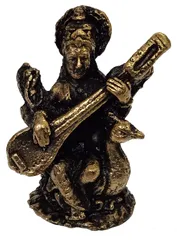 Metal Idol Saraswati (Saraswathi): Rare Collectible Small-But-Heavy Statue, Golden, 1.5 Inch (12599C)