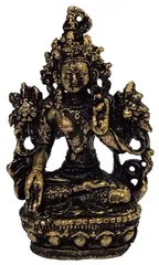 Metal Idol White Tara: Rare Collectible Small-But-Heavy Statue, Golden, 2 Inch (12599G)