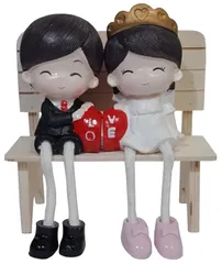 Wooden Statue Boy Girl Pair 'Forever Together': Romantic Valentine Gift (12617)