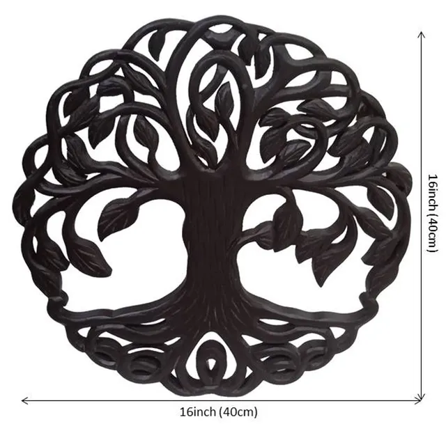 Wooden Wall Panel 'Tree of Life': Decorative Hanging Large Plaque, 16 Inch (12622)