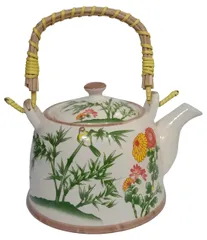 Ceramic Kettle 'Inlay Dragon': 500 ml Tea Coffee Pot, Steel Strainer Included (12306)