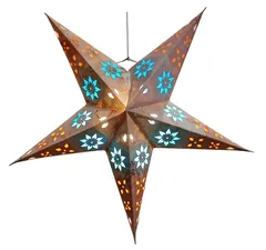 Abstract Art Painted Off White Paper Star: Hanging Lantern With Cutwork Design For Christmas New Year Celebration Party Decoration (chst11)