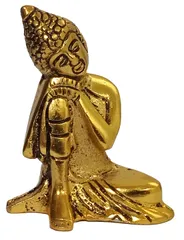 Metal Idol Resting Buddha: Golden Statue For Calm Peaceful Places (12625)