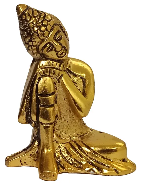 Metal Idol Resting Buddha: Golden Statue For Calm Peaceful Places (12625)