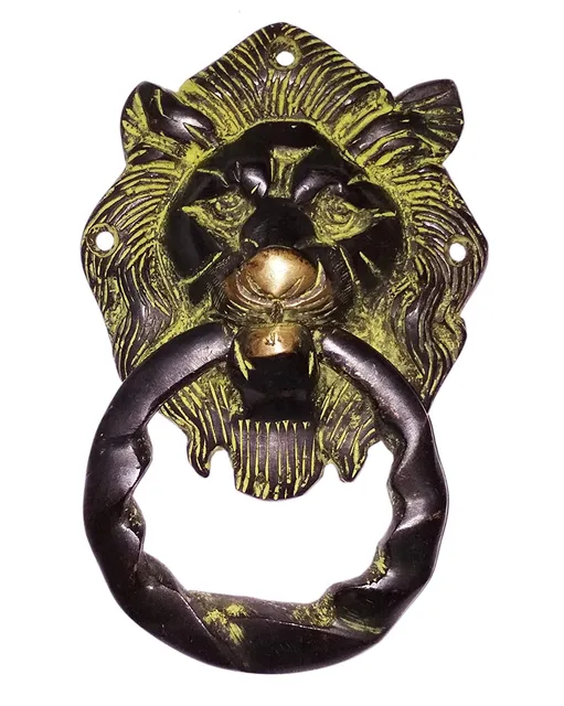 Brass Metal Door Knocker: Antique Design Royal Lion Handle (11020A)