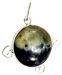 Sodalite Round Pendant: Reki Energized Good Luck Charm (11684)