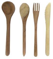 Wooden Dining Cutlery Set: Handmade Reusable Fork, Knife & Spoons (11877)
